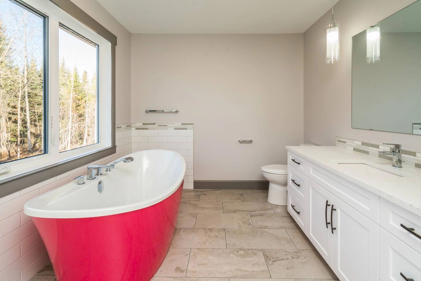 Bathroom with freestanding tub